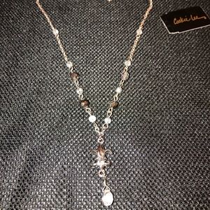 Silver necklace with fleur de lis charm NWT